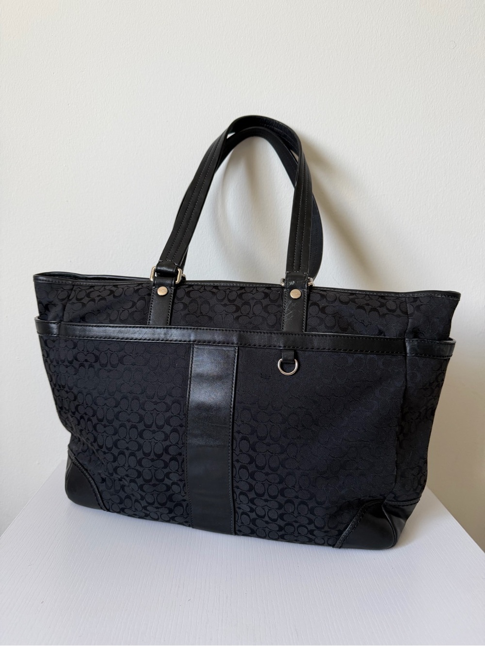 Coach F17136 Black Signature Large Weekend Travel Tote Bag